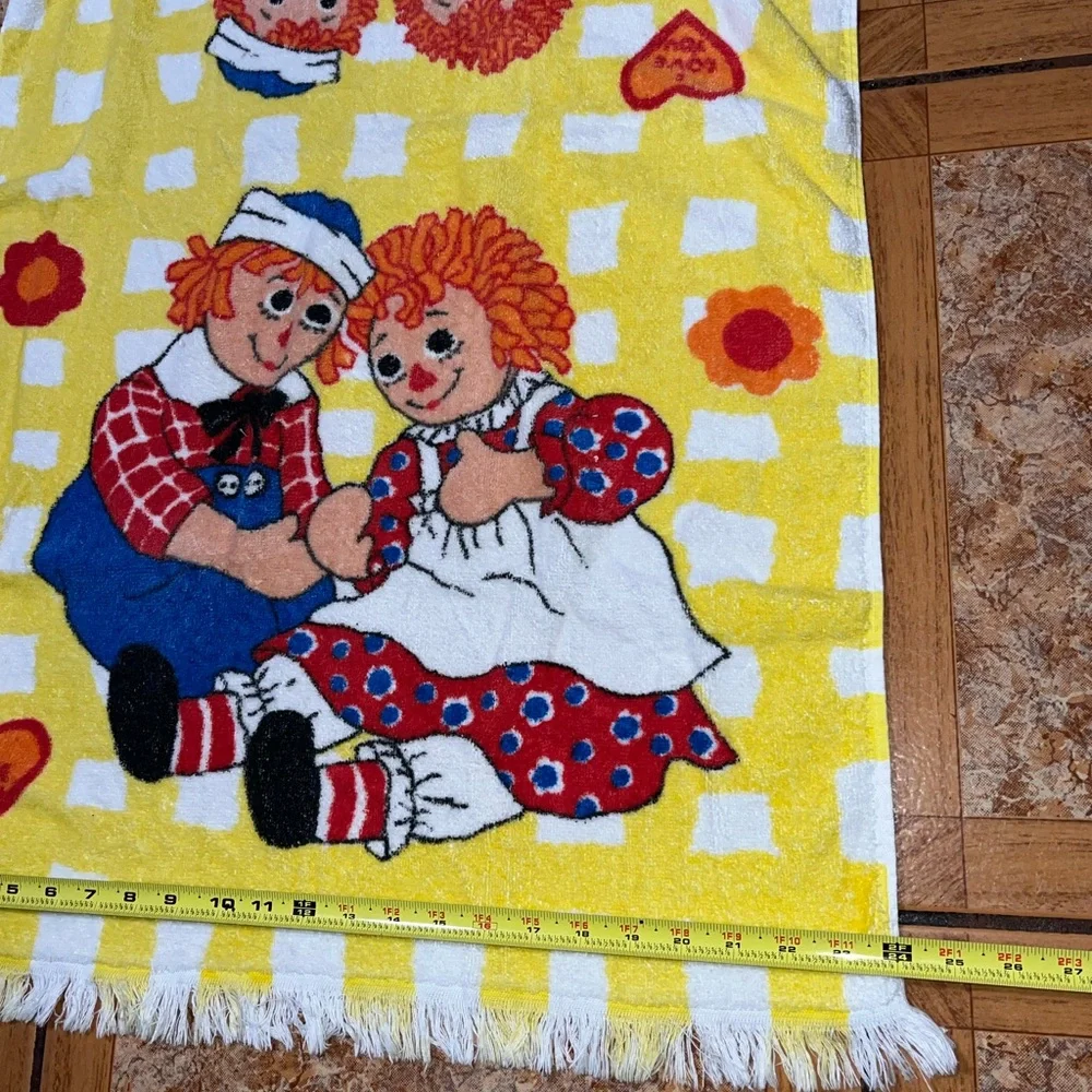 Vintage Wamsutta Raggedy Ann & Andy Bath Towel Checkerboard
